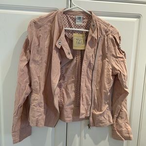 725 Vintage Dusty Pink Corduroy Moto Jacket Size Large NWT